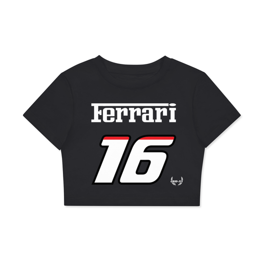 Women,Ferrari,Fitted Crop Top,Charles Leclerc