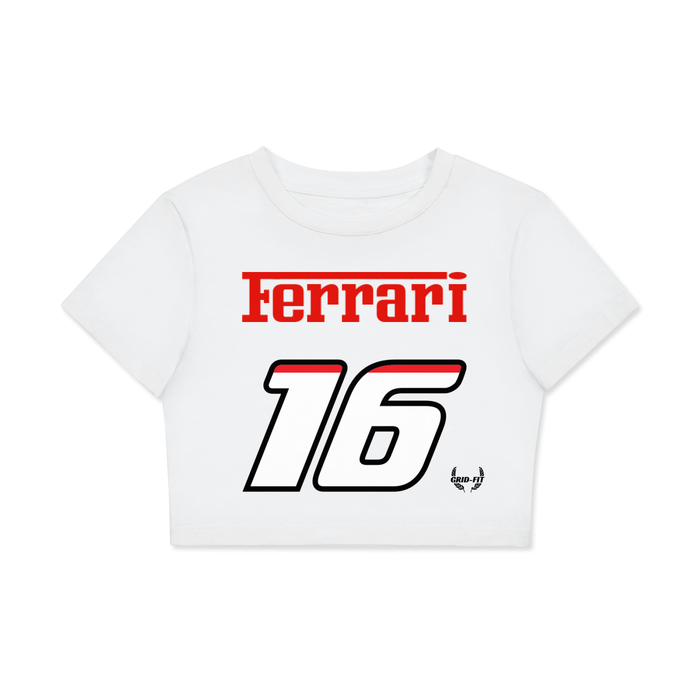 Women,Ferrari,Charles Leclerc,Fitted Crop Top