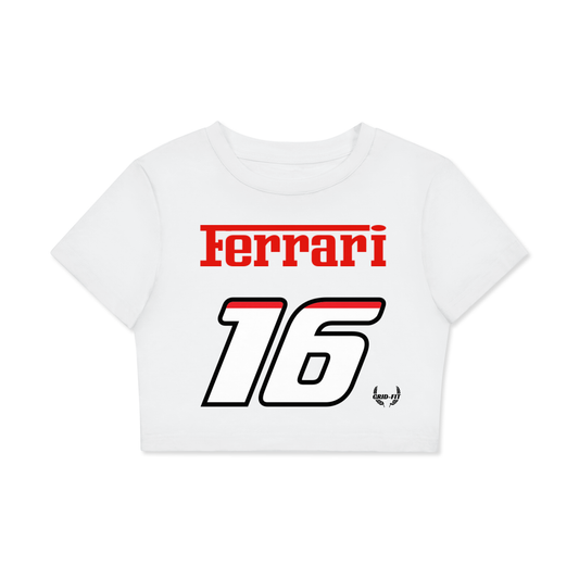 Women,Ferrari,Charles Leclerc,Fitted Crop Top