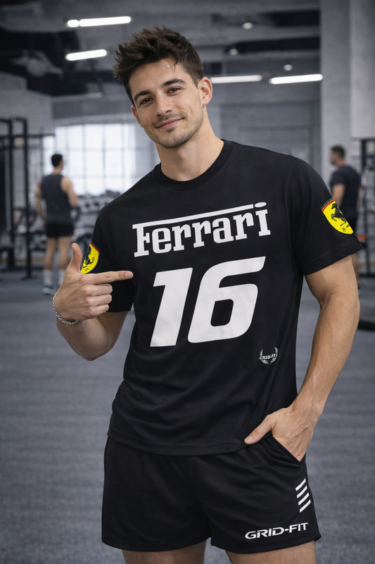 Fitted Charles Leclerc Ferrari Jersey T-Shirt (Go up 1 Size for a Normal Fit)