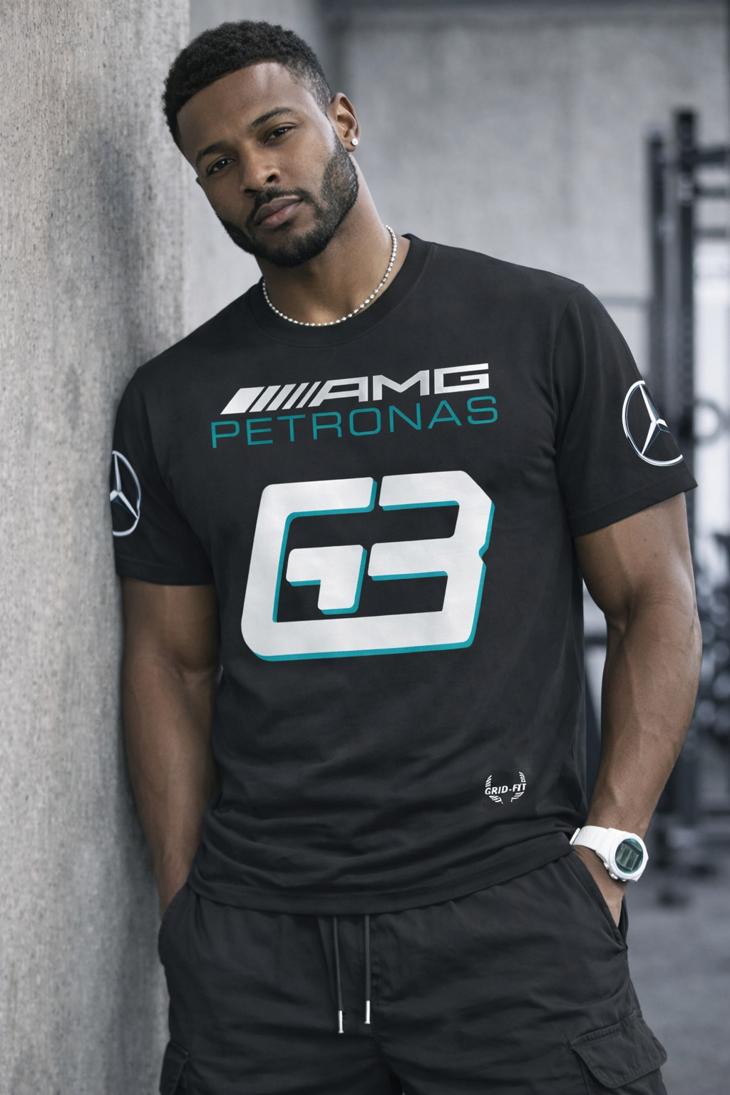 Fitted George Russell Mercedes Jersey T-Shirt (Go up 1 Size for a Normal Fit)