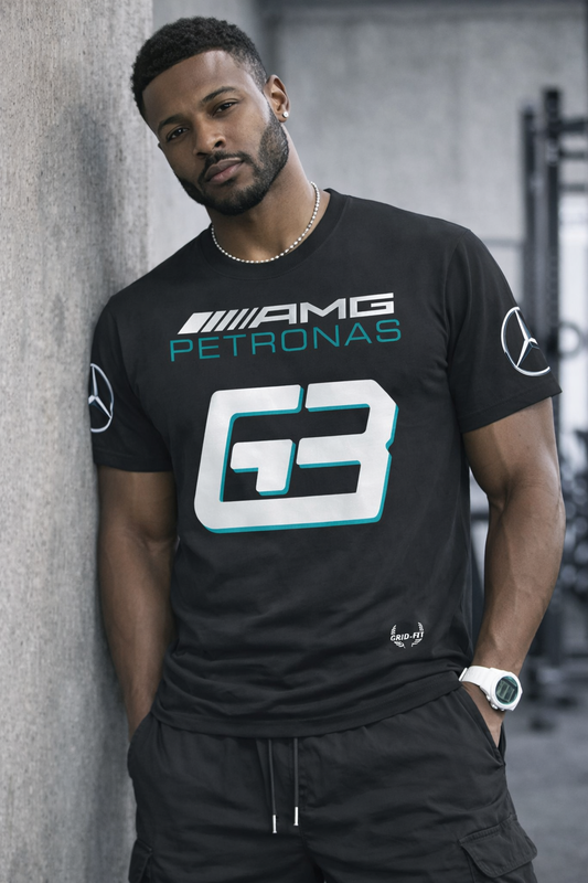 Fitted George Russell Mercedes Jersey T-Shirt (Go up 1 Size for a Normal Fit)