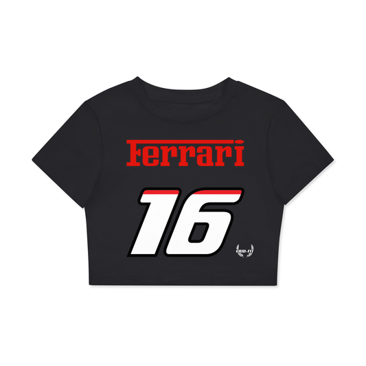 Women,Charles Leclerc,Ferrari,Fitted Crop Top