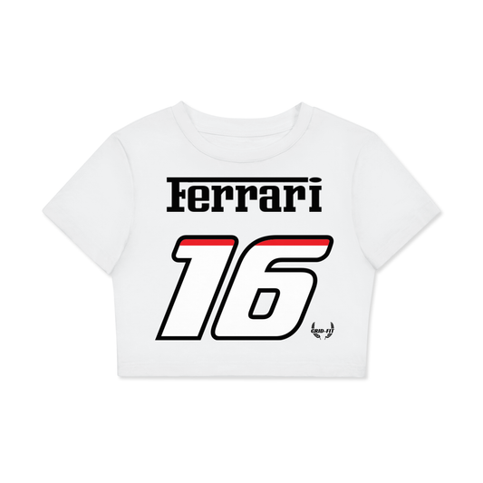 Women,Ferrari,Fitted Crop Top,Charles Leclerc