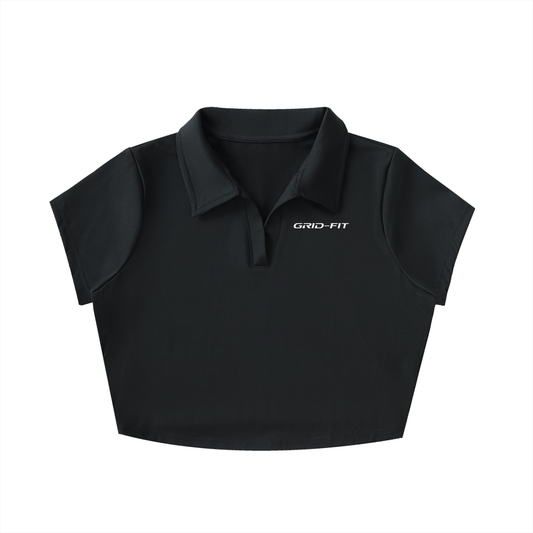 V-Neck Lapel Crop Top